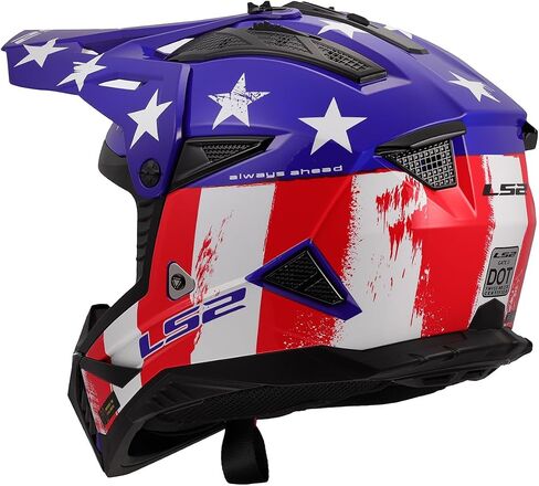 LS2 Helmets Gate II Full Face Mx Motorcycle Helmet (Gloss Battle Scar Red/White/Blue - X -Large) in Kuwait