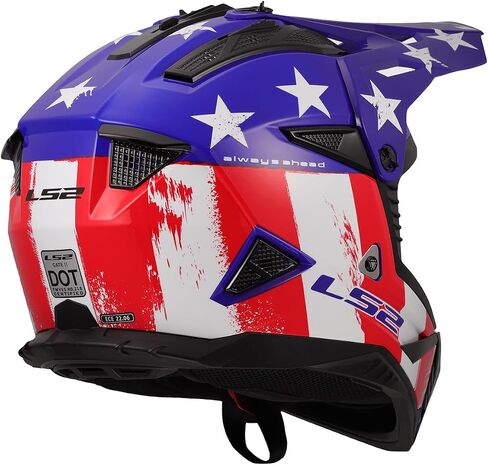 LS2 Helmets Gate II Full Face Mx Motorcycle Helmet (Gloss Battle Scar Red/White/Blue - X -Large) in Kuwait