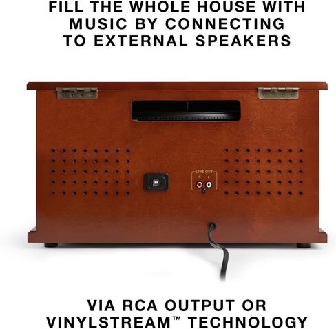 Victrola Aviator 8-in-1 Bluetooth Record Player & Multimedia Center with Built-in Stereo Speakers - 3-Speed Turntable, Vinyl to MP3 Recording, Wireless Music Streaming, Mahogany in Kuwait