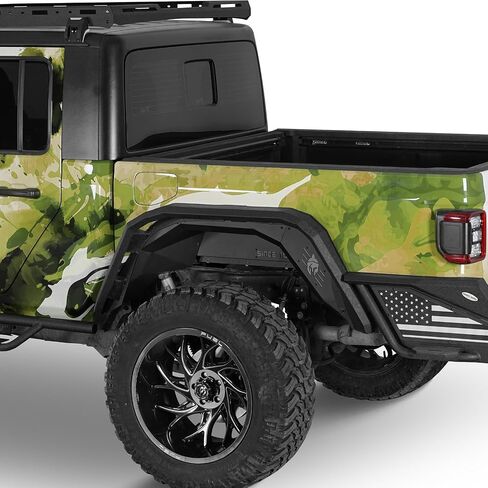 U-Box Gladiator Flat Frend Fender Fender W/LED أضواء إشارة الدوران لعام 2018-2025 Jeep Wrangler JL & JLU Unlimited & Jeep Gladiator JT-Throad Steel Guard Wheel Tlares in Saudi Arabia
