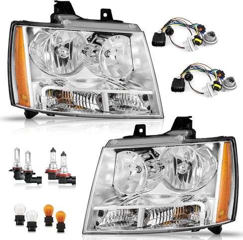 المصباح الأمامي لعام 2007-2013 Avalancha/Suburban 2500 ، 2008-2013 Tahoe Hybrid ، 07-14 Tahoe 1500 ، 2012-2014 Tahoe SSV Headlamp Black Housing Clear+الجانب الأيمن in Kuwait