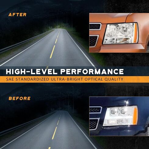 المصباح الأمامي لعام 2007-2013 Avalancha/Suburban 2500 ، 2008-2013 Tahoe Hybrid ، 07-14 Tahoe 1500 ، 2012-2014 Tahoe SSV Headlamp Black Housing Clear+الجانب الأيمن in Kuwait