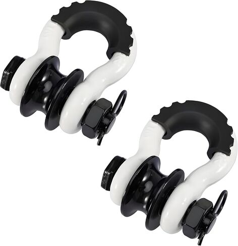 3/4" D Ring Shackle with Upgraded Snatch Blocks,57,000 lbs(28.5 Ton) Maximum Break Strength Heavy Duty Shackles with 7/8" Screw Pin for Tow Strap Winch Off Road Vehicle Recovery,2pack Red in Saudi Arabia