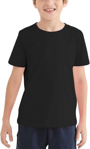 QBK 2T-12Y Boys T Shirts Short Sleeve Tees 100% Cotton Crewneck Soft Basic Summer Top Solid Toddler Kids Tee Shirt in Saudi Arabia