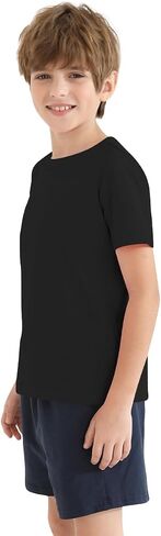 QBK 2T-12Y Boys T Shirts Short Sleeve Tees 100% Cotton Crewneck Soft Basic Summer Top Solid Toddler Kids Tee Shirt in Saudi Arabia