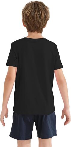 QBK 2T-12Y Boys T Shirts Short Sleeve Tees 100% Cotton Crewneck Soft Basic Summer Top Solid Toddler Kids Tee Shirt in Saudi Arabia