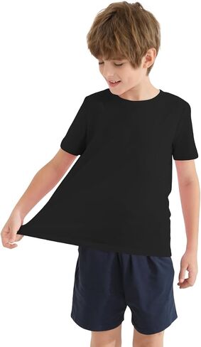 QBK 2T-12Y Boys T Shirts Short Sleeve Tees 100% Cotton Crewneck Soft Basic Summer Top Solid Toddler Kids Tee Shirt in Saudi Arabia