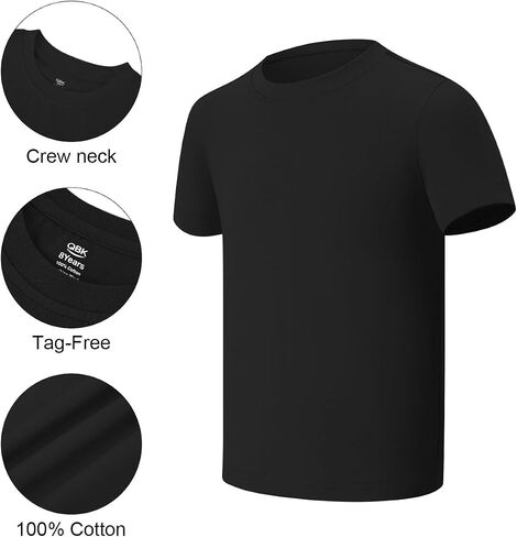QBK 2T-12Y Boys T Shirts Short Sleeve Tees 100% Cotton Crewneck Soft Basic Summer Top Solid Toddler Kids Tee Shirt in Saudi Arabia