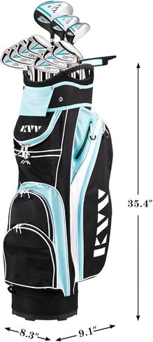 مجموعة نادي الجولف الممتازة لليد اليمنى من KVV مكونة من 11 قطعة للنساء، بما في ذلك السائق، والممر، والهجين، و5#-P# مكاوي، وعمود فولاذي مضرب، ونوادي الجولف المرنة العادية، بدون حقيبة جولف in Kuwait