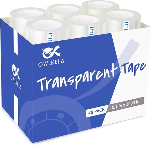 Owlkela 12 Rolls تعبئة الشريط الشفافة ، شريط واضح ، شريط لامع شفاف الشفاف للمكتب ، المنزل ، المدرسة in Kuwait
