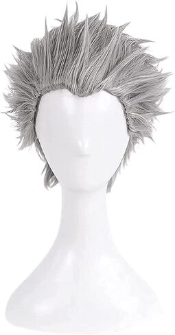 Game Devil May Cry 5 Cosplay شعر مستعار ، Vergil Silver Gray Hair Hair Play Play Halloween Party Party + Cap Cap in Saudi Arabia