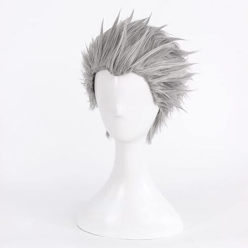 Game Devil May Cry 5 Cosplay شعر مستعار ، Vergil Silver Gray Hair Hair Play Play Halloween Party Party + Cap Cap in Saudi Arabia