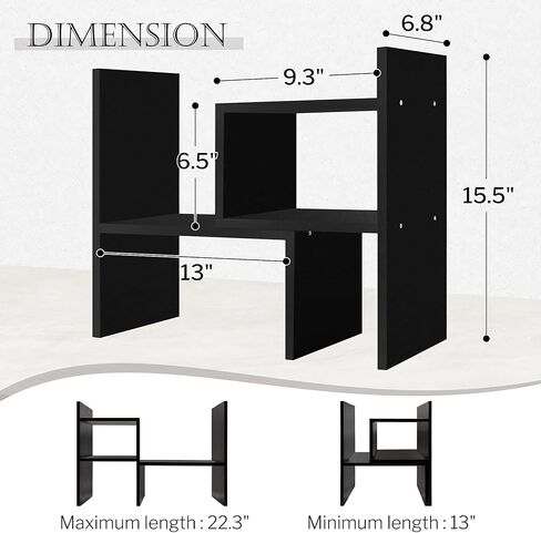 Jerry & Maggie Desktop Organizer Office Storage Rack Adjustable Wood Display Shelf, White, 5 Units, 16"L x 15.8"H x 6.8"W in Kuwait
