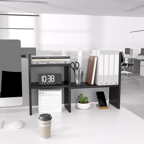 Jerry & Maggie Desktop Organizer Office Storage Rack Adjustable Wood Display Shelf, White, 5 Units, 16"L x 15.8"H x 6.8"W in Kuwait