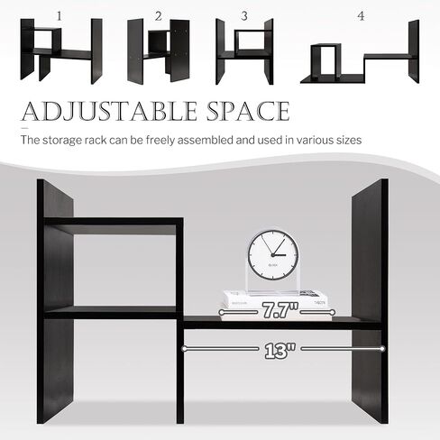 Jerry & Maggie Desktop Organizer Office Storage Rack Adjustable Wood Display Shelf, White, 5 Units, 16"L x 15.8"H x 6.8"W in Kuwait