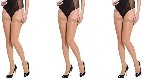 3 أزواج من الجوارب الشديدة للنساء - تخزين حجم الجلد والأسود مع أصابع القدم المعززة in Kuwait