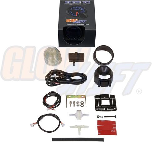 GlowShift Elite 10 Color 30 PSI Boost/Vacuum Gauge Kit - includes Electronic Pressure Sensor - Black Dial - Tinted Lens - Peak Recall Function - for Car & Truck - 2-1/16" 52mm in Saudi Arabia