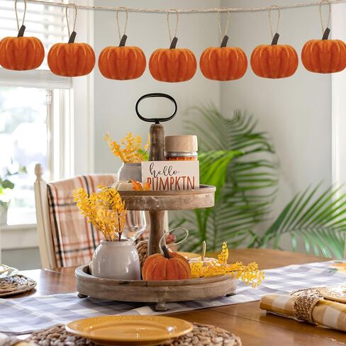 16 PCS Fall Thanksgiving Pumpkin Hanging Ornaments Orange Velvet Fabric Pumpkin Hanging Small Tree Ornaments 2.2" Fabric Pumpkins Ball Tree Decorations for Fall Home Farmhouse Harvest Party Decor in Saudi Arabia