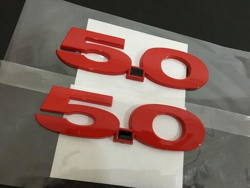 مجموعة الزوج 5.0 لتر Fender Fender Emblem Badge يمين الجانب الأيسر الخلفي لوحة الجذع لوحة 2011-2014 Mustang GT (Gloss Black Red) in Kuwait