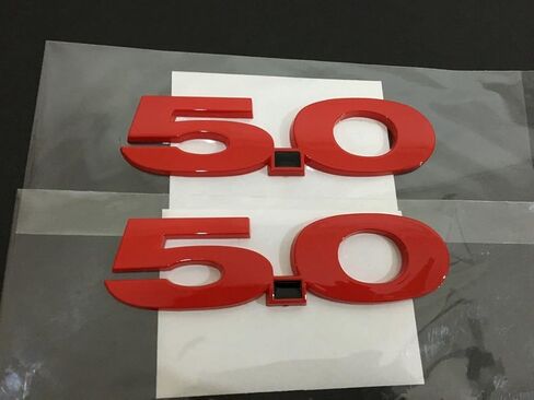 مجموعة الزوج 5.0 لتر Fender Fender Emblem Badge يمين الجانب الأيسر الخلفي لوحة الجذع لوحة 2011-2014 Mustang GT (Gloss Black Red) in Kuwait