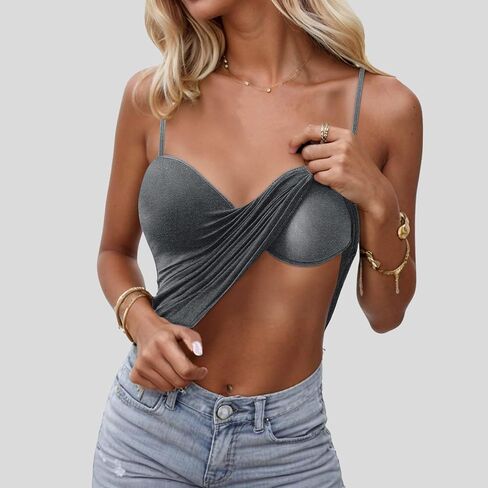 Tank Tops with Built in Bra for Women 2025 Sports Cute Padded Cami Shirts Summer Yoga Workout Camisoles Sleeveless Undershirt in Saudi Arabia