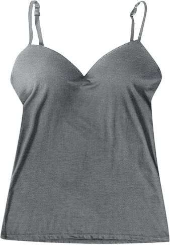 Tank Tops with Built in Bra for Women 2025 Sports Cute Padded Cami Shirts Summer Yoga Workout Camisoles Sleeveless Undershirt in Saudi Arabia