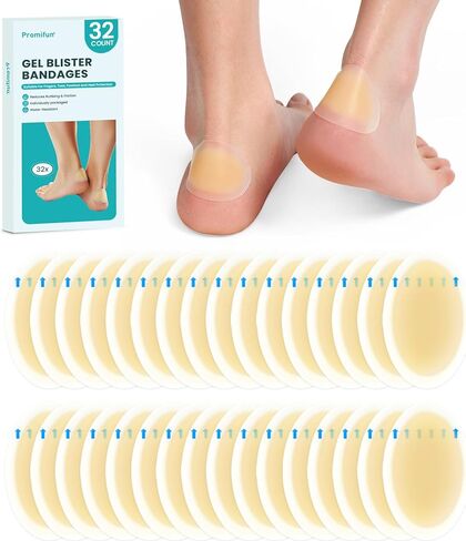 Hydrocolloid Gel Blister Bandages Pads - (Variety Pack) Promifun 32ct Waterproof Adhesive Blisters Bandages - Blister Pads for Heel, Foot, Toe, Feet - Gel Blister Chshions for Prevention & Recovery in Kuwait