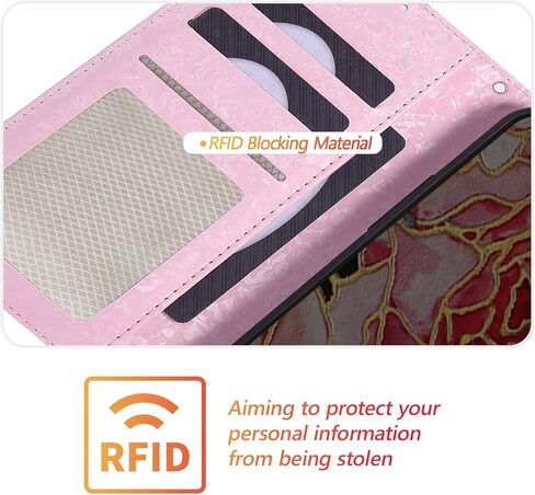 UEEBAI Wallet Case for iPhone 16 Pro Max, PU Leather Phone Case Kickstand RFID Blocking Flip Case Card Slots Wrist Strap Relief Engraved Pattern Magnetic Closure Flower Folio Case, Blue Butterfly in Kuwait