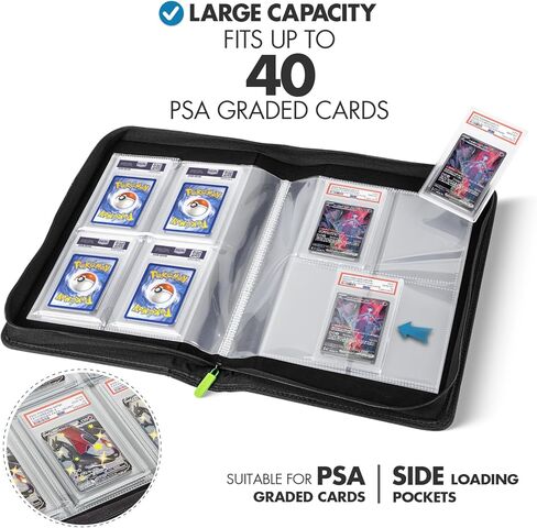 FunGuys Graded Card Binder, 60 PSA Slab Holder, 6 Pocket Graded Card Storage, Slab Binder, PSA Card Graded Display Case Album, Zipper Binder, Card Collection Binder, MTG Card Binder in Kuwait