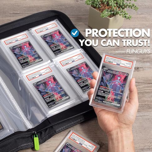 FunGuys Graded Card Binder, 60 PSA Slab Holder, 6 Pocket Graded Card Storage, Slab Binder, PSA Card Graded Display Case Album, Zipper Binder, Card Collection Binder, MTG Card Binder in Kuwait
