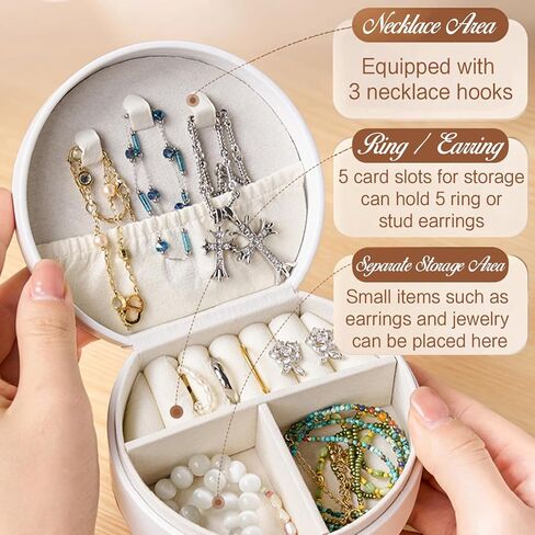 Personalized Monogram Travel Jewelry Box with Name, Women Custom Jewelry Case, Portable Elegant Half-Moon Organizer, Bridesmaid Wedding Bridal Shower Birthday Gifts for Mom Wife Girls in Saudi Arabia