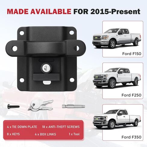4pcs Tie Down Down Mancors Fit for 2015-2024 2025 Ford F-150 2017-2024 2025 Ford F250 F350 Super Duty & Ford Raptor Truck Bed Tie Downloy لاستبدال السيارات لملحقات Automotive Tie Downs in Kuwait