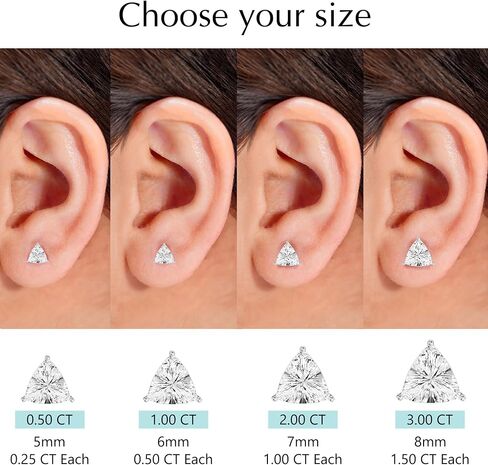 أقراط مسمار Moissanite ، 0.5CT-2CT D Color VVS1 Clarity Moissanite 14K Gold Plated 925 Sterling Silver Moissanite أقراط للنساء in Kuwait