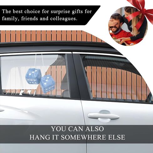 2 PCS Fuzzy Plush Dice for Car Rearview Mirror, 3'' Retro Square Heart-Shape Dice Mirror Hanging Ornament, Universal Interior Hanging Dice Decor Accessories for Men Women (Purple) in Saudi Arabia