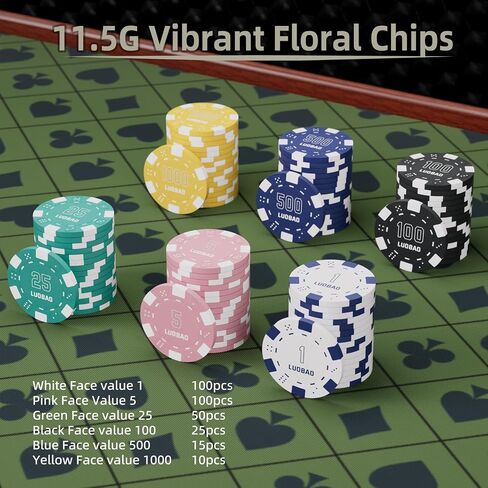 300Pcs Poker Chips Set for Texas Holdem,Blackjack, Tournaments with Aluminum Case,2 Decks of Cards, Dealer, Small Blind, Big Blind Buttons and 5 Dice,11.5 Gram in Saudi Arabia