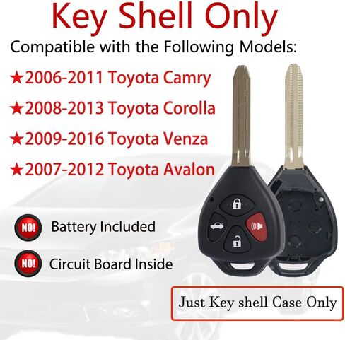 MechanMagic Key Fob Shell Case Compatible with Toyota Camry Corolla Venza Avalon 2007 2008 2009 2010 2011 2012 2013 Keyless Entry Remote Control Key Pad Cover HYQ12BBY GQ4-29T in Saudi Arabia