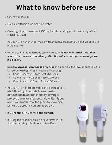 S910 Smart Scent Diffuser - Modern Design, Shiny Acrylic Material, LED Light, Cold Air Diffusion, Bluetooth App Controlled, Touch Screen (White with Rose Gold Ring) in Saudi Arabia