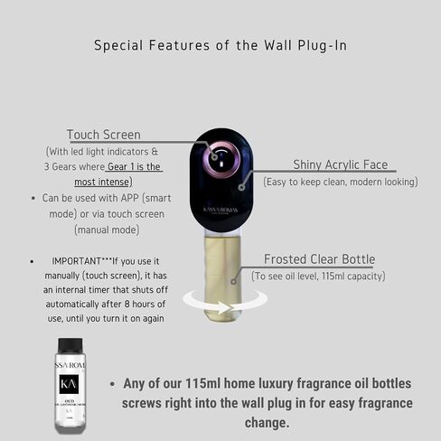 S910 Smart Scent Diffuser - التصميم الحديث ، مادة أكريليك لامعة ، ضوء LED ، نشر الهواء البارد ، تطبيق Bluetooth الذي يتم التحكم فيه ، شاشة تعمل باللمس (أبيض مع خاتم الذهب الوردي) in Kuwait