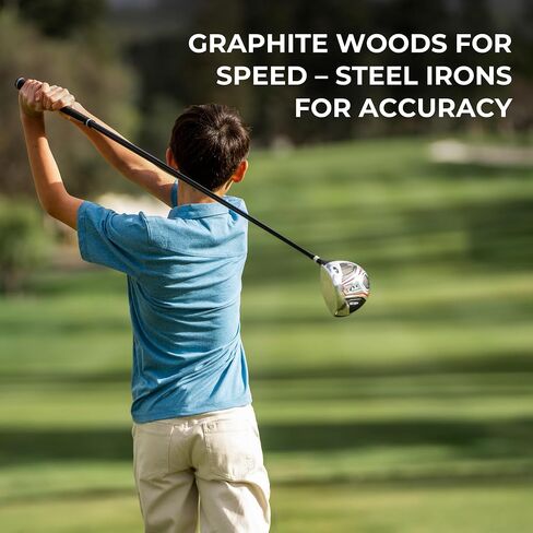 مجموعة الجولف الكاملة للمراهقين XD1 من Aspire تتضمن السائق، Fairway، Hybrid، 7، 8، 9، مكاوي إسفينية، مضرب، حقيبة حامل، 3 HC'S للمراهقين الذين تتراوح أعمارهم بين 13-16 يد يمنى - الارتفاع 5'1" - 5'6" in Kuwait