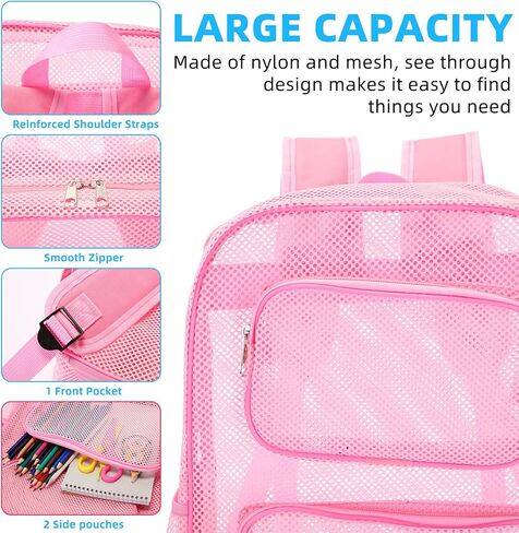 12 Pcs Mesh Backpacks Bulk 17 Inch Heavy Duty School Backpacks for Sports Travel Donation Charities(Black) in Saudi Arabia