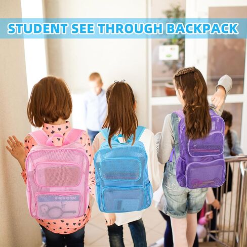 12 Pcs Mesh Backpacks Bulk 17 Inch Heavy Duty School Backpacks for Sports Travel Donation Charities(Black) in Saudi Arabia