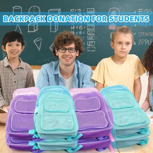 12 Pcs Mesh Backpacks Bulk 17 Inch Heavy Duty School Backpacks for Sports Travel Donation Charities(Black) in Saudi Arabia