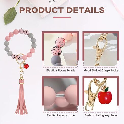 LYART 2Set Teacher Appreciation Bracelets Keychains Gifts in Bulk for Women, with Thank You Message Cards from Student, Silicone Teacher Bracelet Jewelry for Women in Kuwait