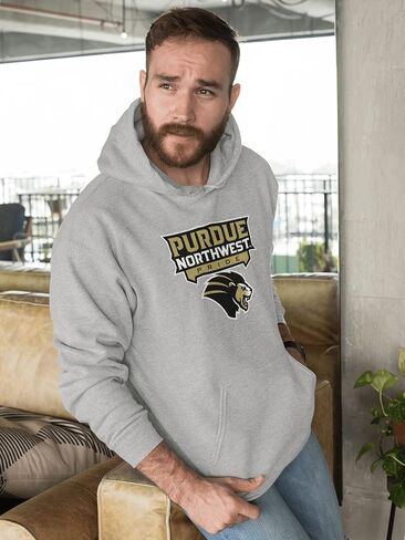 CreateMyTee | Purdue Northwest Pride Three Color Logo Hooded Sweatshirt | in Saudi Arabia