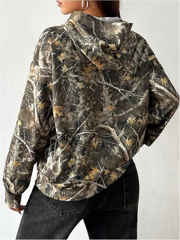 Women's Y2k Camo Hoodie Vintage Long Sleeve Loose Pullover Tops Hooded Sweatshirt Jackets Streetwear in Saudi Arabia