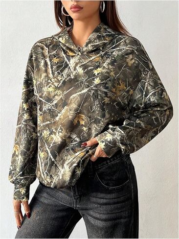 Women's Y2k Camo Hoodie Vintage Long Sleeve Loose Pullover Tops Hooded Sweatshirt Jackets Streetwear in Saudi Arabia