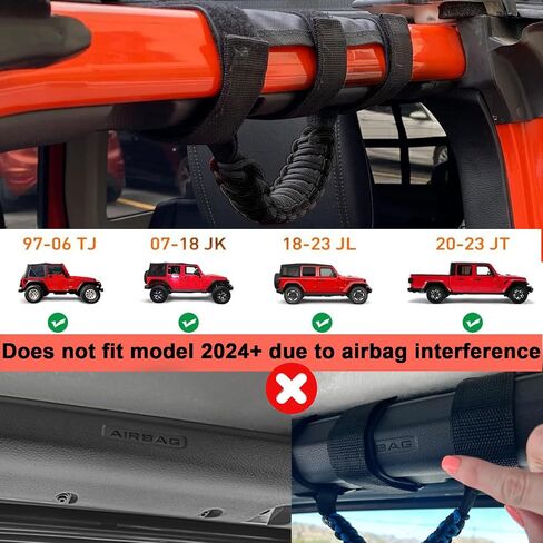 Heavy-Duty Roll Bar Grab Handles for Jepp Wrangler JK JL TJ & Gladiator 1996-2023 - No Drill Overhead Assist with Quick Release, for Off-Road & Easy Entry (4 Pack, Red) in Saudi Arabia