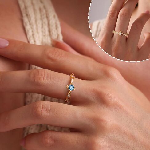 Birthstone Rings هدايا عيد ميلاد للنساء هدايا في سن المراهقة أشياء عصرية لذيذ 14 كيلو الذهب مطلي بخلاف تشيك تشيكليتر in Saudi Arabia