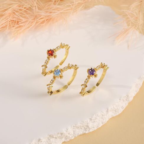 Birthstone Rings هدايا عيد ميلاد للنساء هدايا في سن المراهقة أشياء عصرية لذيذ 14 كيلو الذهب مطلي بخلاف تشيك تشيكليتر in Saudi Arabia
