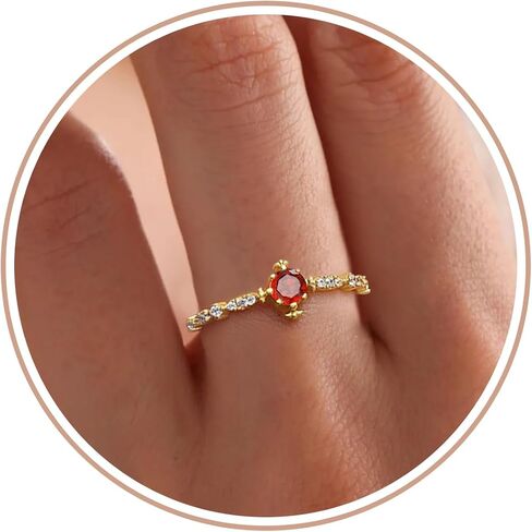 Birthstone Rings هدايا عيد ميلاد للنساء هدايا في سن المراهقة أشياء عصرية لذيذ 14 كيلو الذهب مطلي بخلاف تشيك تشيكليتر in Saudi Arabia